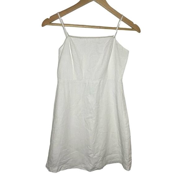 GB Womens White Linen Blend Sheath Spaghetti Strap Mini Dress Sleeveless - Picture 1 of 5
